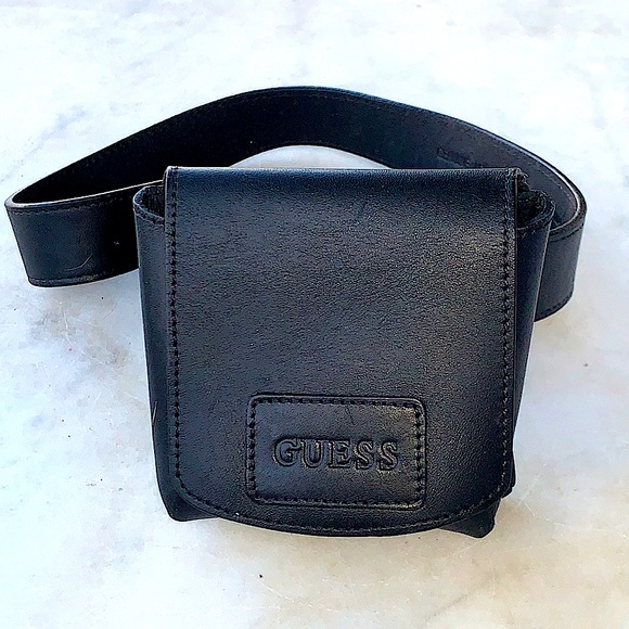 GUESS BELT POUCH BLACK GENUINE LEATHER SMALL - Picture 1 of 10